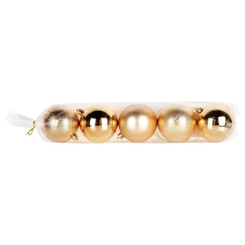 Grupa Orion Sp. z o.o. Bombki Choinkowe VILDE Złote 8 cm 5 szt. Nietłukące Błyszczące Struktura