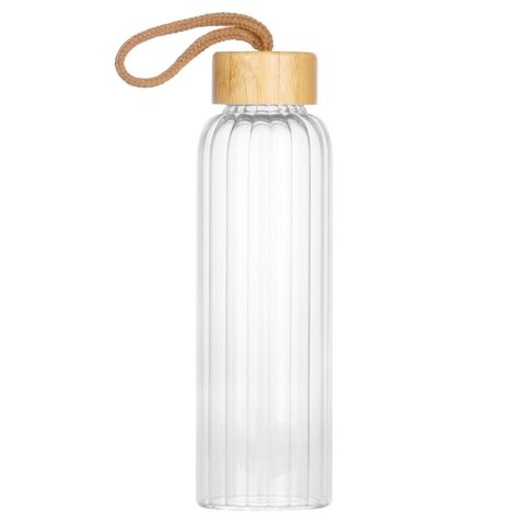 Grupa Orion Sp. z o.o. Butelka na Wodę VILDE Szklana 500 ml Zakrętka Bambus Borokrzem