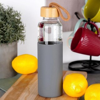Grupa Orion Sp. z o.o. Butelka na Wodę VILDE Szklana 500 ml Silikonowy Pokrowiec Szary