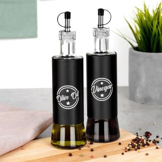 Grupa Orion Sp. z o.o. Zestaw Butelek na Oliwę i Ocet VILDE 2 x 300 ml Czarne z Dozownikami