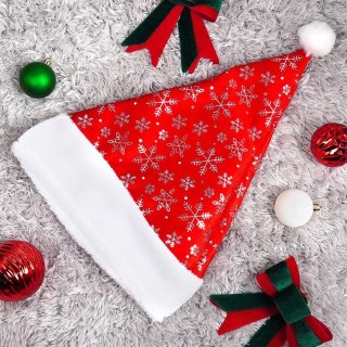 Grupa Orion Sp. z o.o. Czapka Mikołaja VILDE z Pomponem 43 cm Czerwona Uniwersalna w Płatki Śniegu