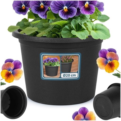 Grupa Orion Sp. z o.o. Doniczka Ogrodowa Okrągła VILDE 20 cm Czarna Odporna na Pogodę