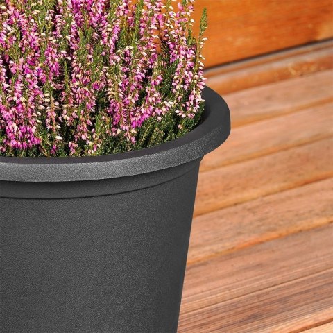 Grupa Orion Sp. z o.o. Doniczka Ogrodowa Okrągła VILDE 23 cm Czarna Lekka Trwała na Taras i Balkon
