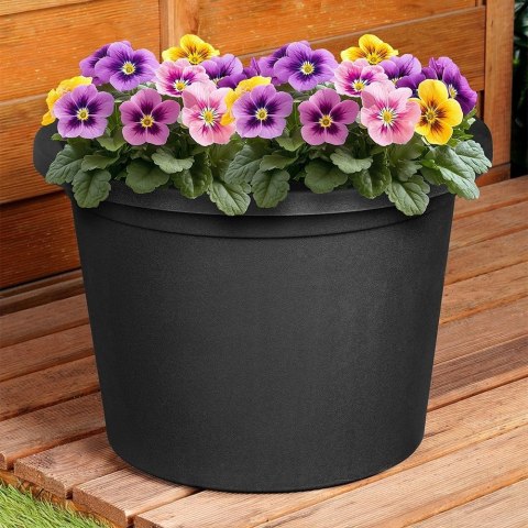Grupa Orion Sp. z o.o. Doniczka Ogrodowa Okrągła VILDE 34 cm Czarna Elegancka i Solidna