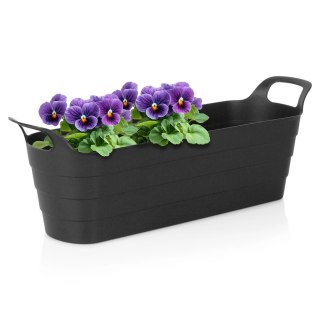 Grupa Orion Sp. z o.o. Doniczka Ogrodowa Podłużna VILDE 44,5 cm Czarna z Wygodnymi Uchwytami