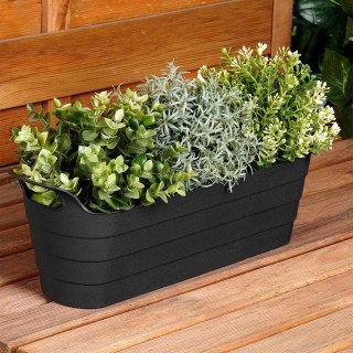 Grupa Orion Sp. z o.o. Doniczka Ogrodowa Podłużna VILDE 44,5 cm Czarna z Wygodnymi Uchwytami