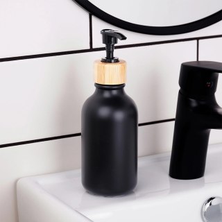 Grupa Orion Sp. z o.o. Dozownik do Mydła VILDE 300 ml Czarny Mat z Bambusem i Blokadą Pompki