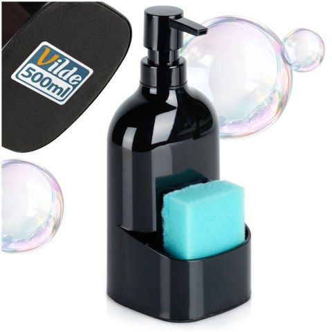 Grupa Orion Sp. z o.o. Dozownik do Naczyń VILDE 500 ml Czarny z Miejscem na Gąbkę, Antypoślizg
