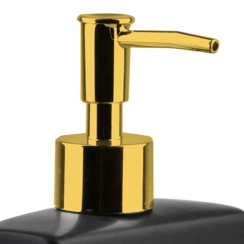 Grupa Orion Sp. z o.o. Dozownik do Naczyń Ceramiczny VILDE 400 ml z Gąbką, Czarny ze Złotą Pompką