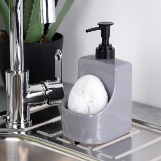 Grupa Orion Sp. z o.o. Dozownik do Naczyń Ceramiczny VILDE 400 ml z Gąbką, Szary Błyszczący Połysk