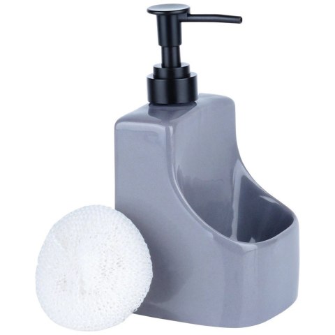 Grupa Orion Sp. z o.o. Dozownik do Naczyń Ceramiczny VILDE 400 ml z Gąbką, Szary Błyszczący Połysk