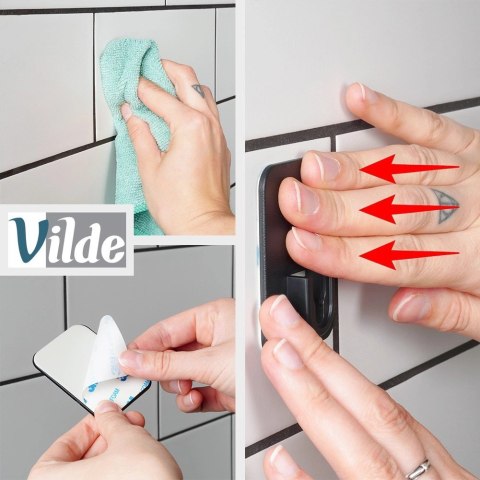 Grupa Orion Sp. z o.o. Haczyk Wieszak VILDE Samoprzylepny 2 szt. Czarny Taśma 3M Kuchnia