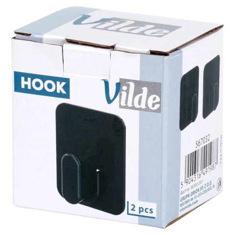 Grupa Orion Sp. z o.o. Haczyk Wieszak VILDE Samoprzylepny 2 szt. Czarny Taśma 3M Kuchnia