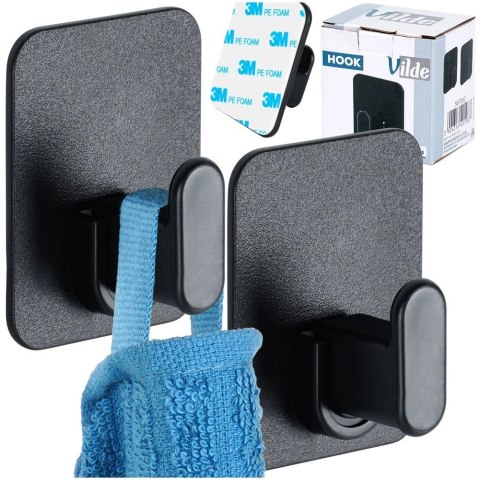 Grupa Orion Sp. z o.o. Haczyk Wieszak VILDE Samoprzylepny 2 szt. Czarny Taśma 3M Kuchnia