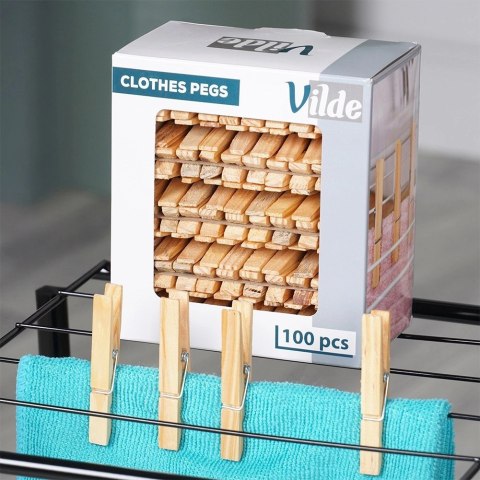 Grupa Orion Sp. z o.o. Klamerki na Pranie VILDE Bambusowe 100 szt. 7 cm Mocny Zatrzask