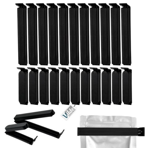 Grupa Orion Sp. z o.o. Klipsy do Torebek VILDE 22 szt. Czarny 2 Rozmiary Tworzywo Szczelne