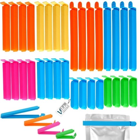 Grupa Orion Sp. z o.o. Klipsy do Torebek VILDE 32 szt. 4 Rozmiary Mix Kolorów Świeżość