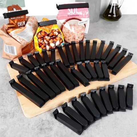 Grupa Orion Sp. z o.o. Klipsy do Torebek VILDE 40 szt. 2 Rozmiary Czarny Szczelne Duży Zestaw