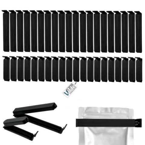 Grupa Orion Sp. z o.o. Klipsy do Torebek VILDE 40 szt. 2 Rozmiary Czarny Szczelne Duży Zestaw