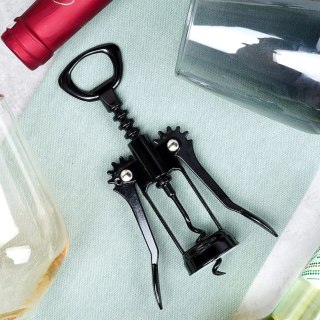 Grupa Orion Sp. z o.o. Korkociąg do Wina Metalowy Czarny 16 cm VILDE Wytrzymały Uniwersalny