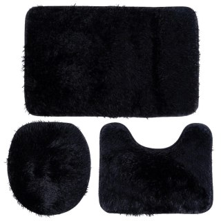 Grupa Orion Sp. z o.o. Zestaw Dywaników Łazienkowych 3 el. VILDE Czarny Poliester Antypoślizgowy