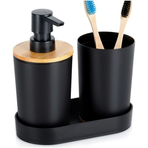 Grupa Orion Sp. z o.o. Zestaw Łazienkowy 3 el. VILDE Dozownik Kubek Podstawka Bambus