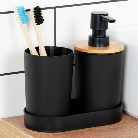 Grupa Orion Sp. z o.o. Zestaw Łazienkowy 3 el. VILDE Dozownik Kubek Podstawka Bambus