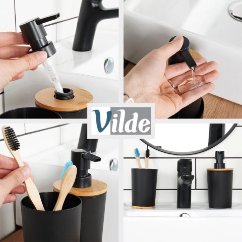 Grupa Orion Sp. z o.o. Zestaw Łazienkowy 3 el. VILDE Dozownik Kubek Podstawka Bambus