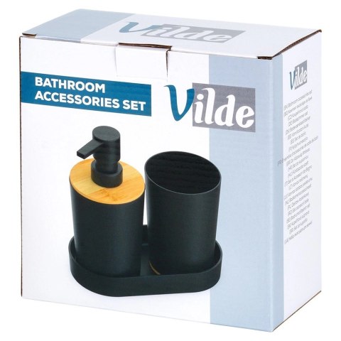 Grupa Orion Sp. z o.o. Zestaw Łazienkowy 3 el. VILDE Dozownik Kubek Podstawka Bambus