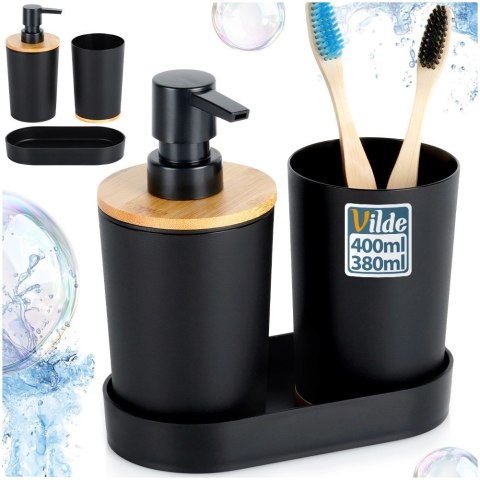 Grupa Orion Sp. z o.o. Zestaw Łazienkowy 3 el. VILDE Dozownik Kubek Podstawka Bambus