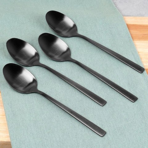 Grupa Orion Sp. z o.o. Łyżeczki do Herbaty Stal Nierdzewna Czarne 4 Szt. 15 cm EXCELLENT HOUSEWARE