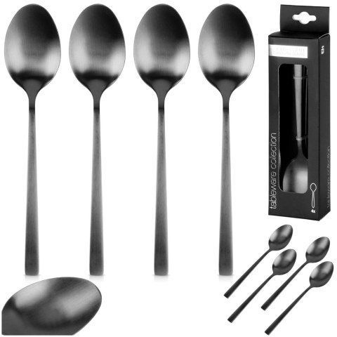 Grupa Orion Sp. z o.o. Łyżeczki do Herbaty Stal Nierdzewna Czarne 4 Szt. 15 cm EXCELLENT HOUSEWARE