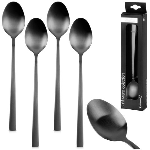 Grupa Orion Sp. z o.o. Łyżeczki Koktajlowe Stal Nierdzewna Czarne 4 Szt.18 cm EXCELLENT HOUSEWARE
