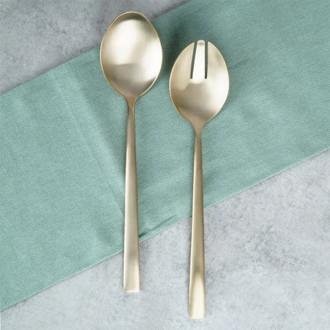 Grupa Orion Sp. z o.o. Łyżki do Sałatek Stal Nierdzewna Złote 25 x 5,5 cm 2 Szt. EXCELLENT