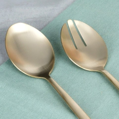 Grupa Orion Sp. z o.o. Łyżki do Sałatek Stal Nierdzewna Złote 25 x 5,5 cm 2 Szt. EXCELLENT