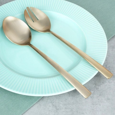 Grupa Orion Sp. z o.o. Łyżki do Sałatek Stal Nierdzewna Złote 25 x 5,5 cm 2 Szt. EXCELLENT