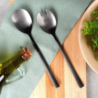 Grupa Orion Sp. z o.o. Łyżki do Sałatek Stal Nierdzewna Czarne 23,5 cm 2 Sztuki MONDEX