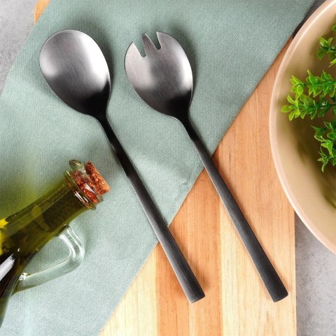 Grupa Orion Sp. z o.o. Łyżki do Sałatek Stal Nierdzewna Czarne 23,5 cm 2 Sztuki MONDEX