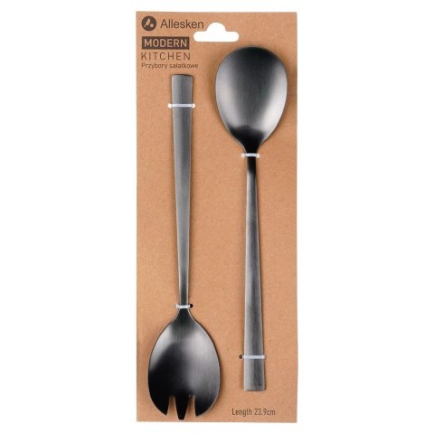 Grupa Orion Sp. z o.o. Łyżki do Sałatek Stal Nierdzewna Czarne 23,5 cm 2 Sztuki MONDEX