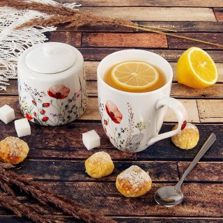 Grupa Orion Sp. z o.o. Kubek Porcelanowy 360 ml ORION Maki Kwiatowy Dekor do Zmywarki Mikrofalówki