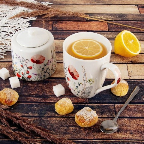 Grupa Orion Sp. z o.o. Kubek Porcelanowy 360 ml ORION Maki Kwiatowy Dekor do Zmywarki Mikrofalówki