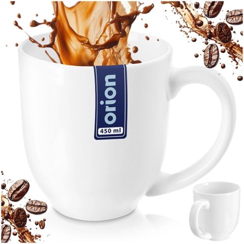 Grupa Orion Sp. z o.o. Kubek Porcelanowy 450 ml ORION Mona Biały Pojemny Klasyczny do Zmywarki