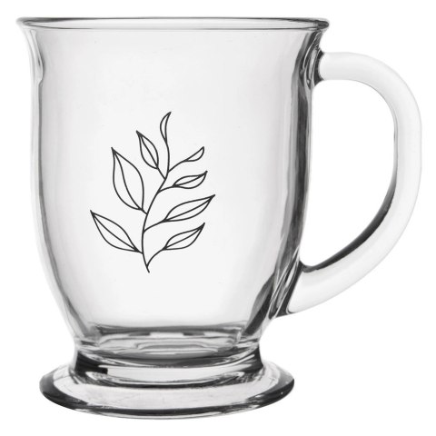 Grupa Orion Sp. z o.o. Kubek Szklany 450 ml ORION Grube Szkło z Motywem Liścia do Zmywarki