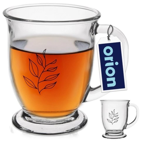 Grupa Orion Sp. z o.o. Kubek Szklany 450 ml ORION Grube Szkło z Motywem Liścia do Zmywarki