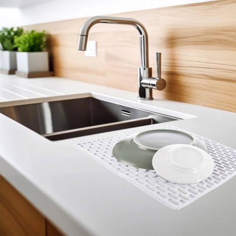 Grupa Orion Sp. z o.o. Mata do Zlewu Gumowa Biała 33 x 28 cm Perforowana Antypoślizgowa ORION