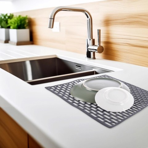 Grupa Orion Sp. z o.o. Mata do Zlewu Gumowa Szara 33 x 28 cm Perforowana Antypoślizgowa ORION