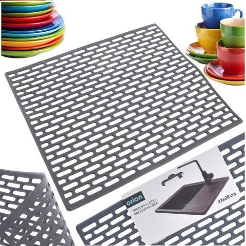 Grupa Orion Sp. z o.o. Mata do Zlewu Gumowa Szara 33 x 28 cm Perforowana Antypoślizgowa ORION