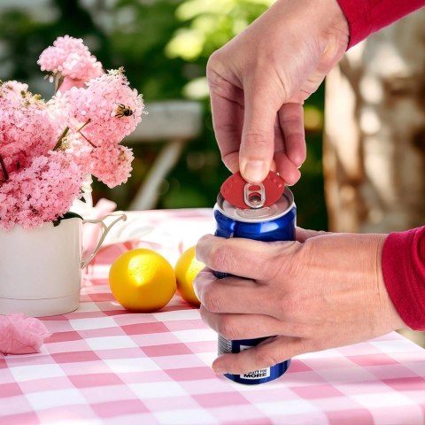 Grupa Orion Sp. z o.o. Otwieracz do Puszek 2w1 6 szt 4,5 x 3,5 cm ORION Czerwony Nakładka Ochronna