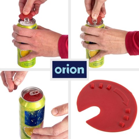 Grupa Orion Sp. z o.o. Otwieracz do Puszek 2w1 6 szt 4,5 x 3,5 cm ORION Czerwony Nakładka Ochronna