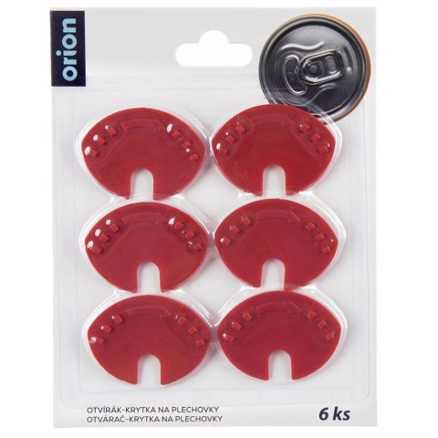 Grupa Orion Sp. z o.o. Otwieracz do Puszek 2w1 6 szt 4,5 x 3,5 cm ORION Czerwony Nakładka Ochronna